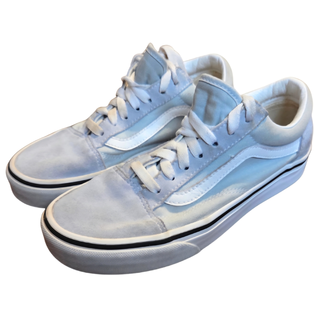 Vans Light Blue And White Lace Up Suede Toe Sneakers